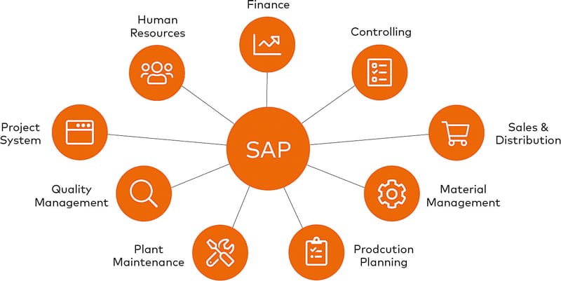 Datenstrukturen eines SAP-Systems müssen viele Satelliten berücksichtigen und integrieren.